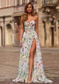 Picture of: Floral Print A-Line Chiffon Gown with High Slit in Multi, Style: 33450, Main Picture