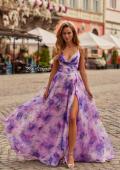 Picture of: Floral A-Line Gown with Plunging Neckline in Multi, Style: 33606, Main Picture
