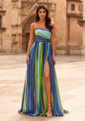 Picture of: Strapless Print Chiffon A-Line Gown in Multi, Style: 33690, Main Picture