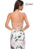Picture of: Floral Print Stretch Jersey Dress with Sheer Corset Back in Multi , Style 32752, Detail Picture 8