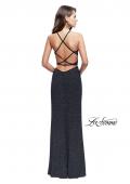 Picture of: Long Glittering Jersey Dress with Side Cut Outs and Open Back in Multi, Style: 25619, Back Picture