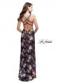 Picture of: Floral Print Prom Gown with Plunging Neckline and Leg Slit in Multi, Style: 25900, Back Picture