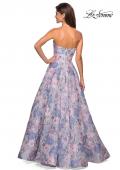 Picture of: Long Empire Waist FLoral Strapless Ball Gown in Multi, Style: 27507, Back Picture