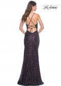 Picture of: Stretch Sequin Fitted Prom Dress with Open Back in Multi, Style: 31953, Back Picture
