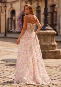 Picture of: 3D Floral Corset A-Line Prom Gown with High Slit in Multi, Style: 33409, Back Picture
