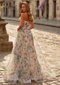 Picture of: Floral Print A-Line Gown with Sweetheart Neckline and High Slit in Multi, Style: 33516, Back Picture