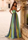 Picture of: Strapless Print Chiffon A-Line Gown in Multi, Style: 33690, Back Picture
