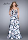 Picture of: Long Flower Print Mikado A-line Prom Dress in Print, Style: 24717, Detail Picture 1