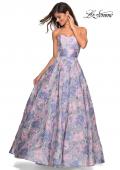 Picture of: Long Empire Waist FLoral Strapless Ball Gown in Multi, Style: 27507, Detail Picture 1