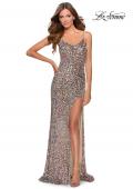 Picture of: Fully Sequined Floor Length Dress with Scoop Neck in Multi, Style: 28482, Detail Picture 1