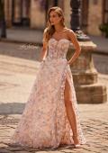 Picture of: 3D Floral Corset A-Line Prom Gown with High Slit in Multi, Style: 33409, Detail Picture 1