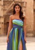 Picture of: Strapless Print Chiffon A-Line Gown in Multi, Style: 33690, Detail Picture 1