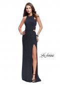 Picture of: Long Glittering Jersey Dress with Side Cut Outs and Open Back in Multi, Style: 25619, Detail Picture 2