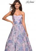 Picture of: Long Empire Waist FLoral Strapless Ball Gown in Multi, Style: 27507, Detail Picture 2