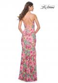 Picture of: Beautiful Rose Lace Print Stretch Gown with V Neck in Multi, Style: 32095, Detail Picture 2