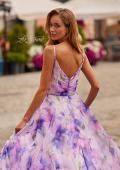 Picture of: Floral A-Line Gown with Plunging Neckline in Multi, Style: 33606, Detail Picture 2