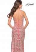 Picture of: Print Sequin Dress with High Slit and Strappy Back in Multi, Style: 31528, Detail Picture 3