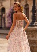 Picture of: 3D Floral Corset A-Line Prom Gown with High Slit in Multi, Style: 33409, Detail Picture 3