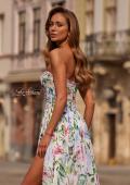 Picture of: Floral Print A-Line Chiffon Gown with High Slit in Multi, Style: 33450, Detail Picture 3