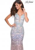 Picture of: Floor Length Fully Beaded Rainbow Ombre Prom Gown in Multi, Style: 27609, Detail Picture 4