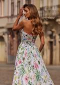 Picture of: Floral Print A-Line Chiffon Gown with High Slit in Multi, Style: 33450, Detail Picture 4