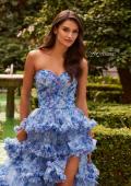 Picture of: Strapless Layered Ruffle Gown with High Slit in Multi, Style: 33855, Detail Picture 4