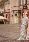 Picture of: Floral Print A-Line Chiffon Gown with High Slit in Multi, Style: 33450, Detail Picture 5, Landscape