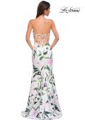 Picture of: Floral Print Stretch Jersey Dress with Sheer Corset Back in Multi , Style 32752, Detail Picture 6