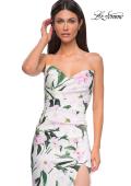 Picture of: Floral Print Stretch Jersey Dress with Sheer Corset Back in Multi , Style 32752, Detail Picture 7