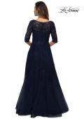 Picture of: Lace and Tulle A-line Gown with Three Quarter Sleeves, Style: 28036, Detail Picture 9