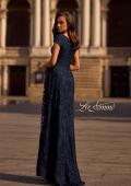 Picture of: Lace Evening Gown with Cap Sleeves and V Neck, Style: 27915, Back Picture