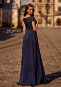 Picture of: Jersey Gown with Full Skirt and Lace Detail Top, Style: 29511, Back Picture