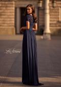 Picture of: Jersey Long Evening Dress with Short Lace Sleeves, Style: 29772, Back Picture
