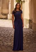 Picture of: Jersey Dress with Ruching and Floral Neckline, Style: 28029, Detail Picture 1