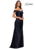 Picture of: Off the Shoulder Satin Evening Dress with Pleating, Style: 28103, Detail Picture 4