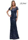 Picture of: Long Beaded Lace Dress with Sheer Neckline, Style: 29961, Detail Picture 4
