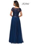 Picture of: Short Sleeve Metallic Lace Evening Dress with Chiffon Skirt, Style: 27924, Detail Picture 6