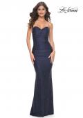 Picture of: Rhinestone Embellished Jersey Dress with Strapless Sweetheart Top in Navy, Style: 31945, Detail Picture 9