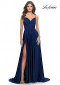 Picture of: Luxury Satin Gown with Criss Cross Bodice in Navy, Style: 31233, Detail Picture 1