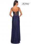 Picture of: Bustier Jersey Dress with Ruching and High Neckline in Navy Blue, Style: 32238, Detail Picture 2