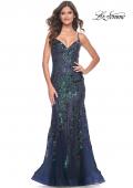 Picture of: Mermaid Sequin and Beaded Embellished Prom Dress in Navy, Style: 32049, Detail Picture 5
