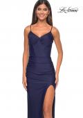 Picture of: Bustier Jersey Dress with Ruching and High Neckline in Navy Blue, Style: 32238, Detail Picture 5