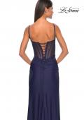 Picture of: Bustier Jersey Dress with Ruching and High Neckline in Navy Blue, Style: 32238, Detail Picture 6