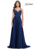 Picture of: Luxury Satin Gown with Criss Cross Bodice in Navy, Style: 31233, Detail Picture 7