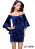 Picture of: Trendy Velvet Dress with Off the Shoulder Bell Sleeves in Navy, Style: 26640, Main Picture