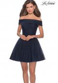 Picture of: Short Off the Shoulder Beaded Homecoming Dress in Navy, Style: 28234, Main Picture