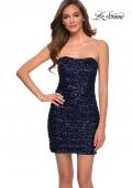 Picture of: Strapless Sequin Homecoming Dress with Corset Back in Navy, Style: 29170, Main Picture