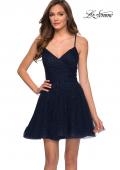 Picture of: Rhinestone Fit and Flare Party Dress with Tulle Skirt in Navy, Style: 29336, Main Picture