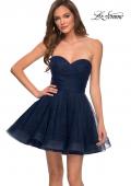 Picture of: Tulle Homecoming Dress with Strapless Sweetheart Bodice in Navy, Style: 29432, Main Picture