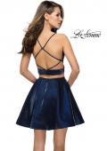 Picture of: Short Two Piece Homecoming Dress Set with Wrap Top in Navy, Style: 26683, Back Picture